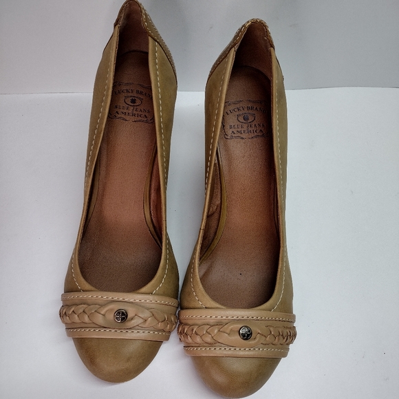 Lucky Brand "Grace" leather wedges shoes size 10M - Picture 2 of 11